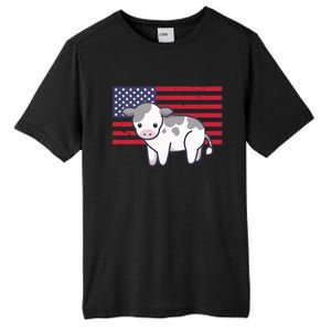 Cow 4th Of July Patriotic Usa American Flag Kawaii Lover Gift Tall Fusion ChromaSoft Performance T-Shirt