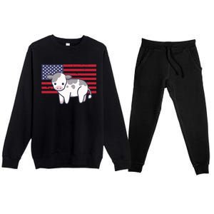 Cow 4th Of July Patriotic Usa American Flag Kawaii Lover Gift Premium Crewneck Sweatsuit Set