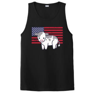 Cow 4th Of July Patriotic Usa American Flag Kawaii Lover Gift PosiCharge Competitor Tank