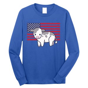 Cow 4th Of July Patriotic Usa American Flag Kawaii Lover Gift Long Sleeve Shirt