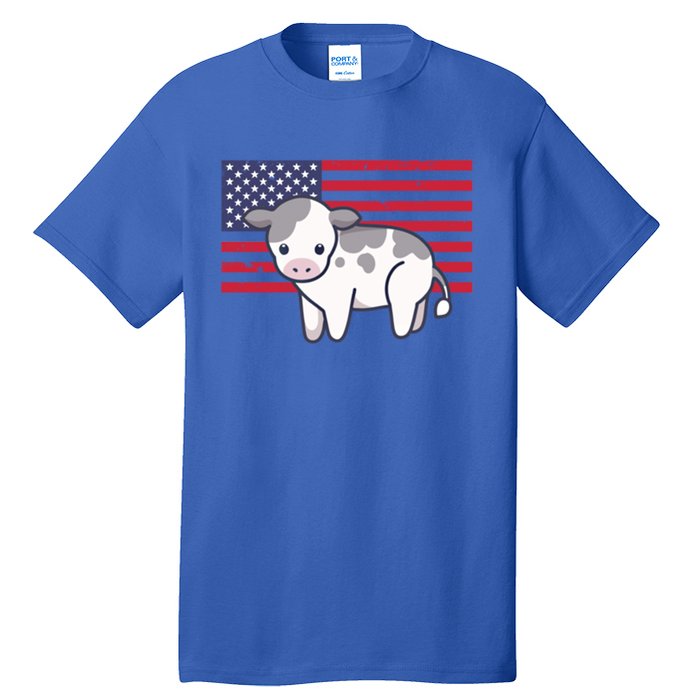 Cow 4th Of July Patriotic Usa American Flag Kawaii Lover Gift Tall T-Shirt