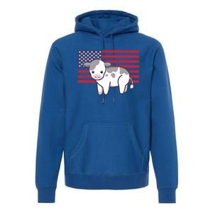 Cow 4th Of July Patriotic Usa American Flag Kawaii Lover Gift Premium Hoodie