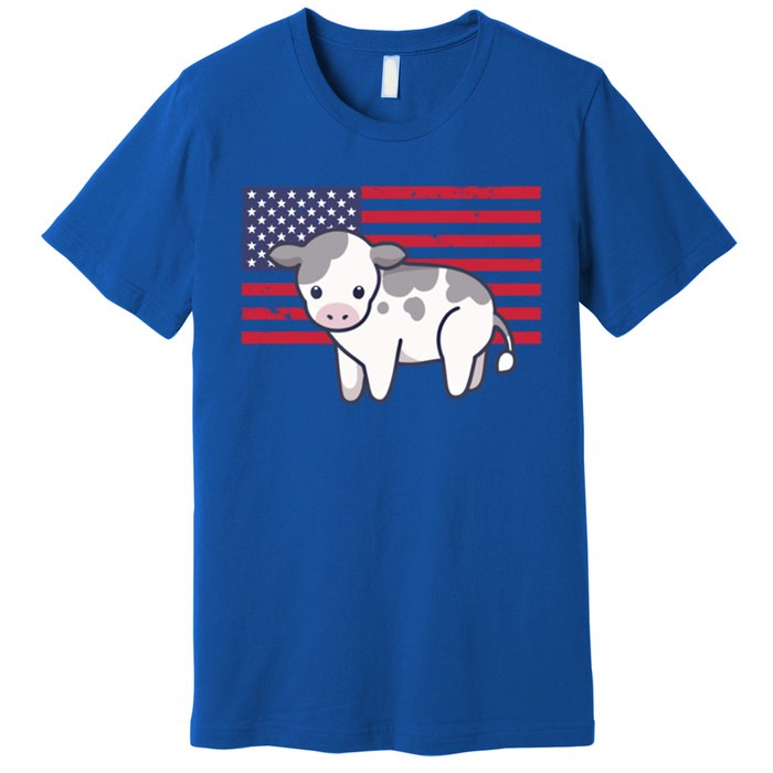 Cow 4th Of July Patriotic Usa American Flag Kawaii Lover Gift Premium T-Shirt