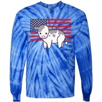 Cow 4th Of July Patriotic Usa American Flag Kawaii Lover Gift Tie-Dye Long Sleeve Shirt