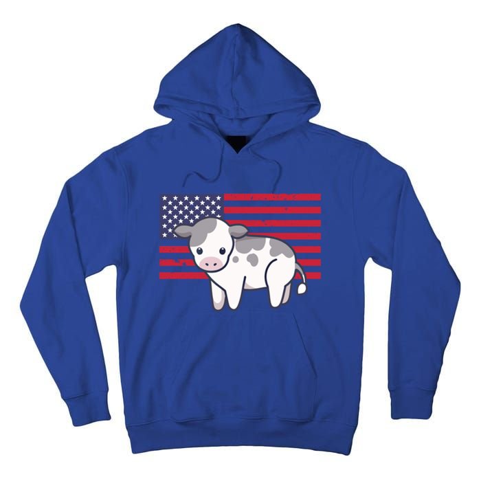 Cow 4th Of July Patriotic Usa American Flag Kawaii Lover Gift Tall Hoodie