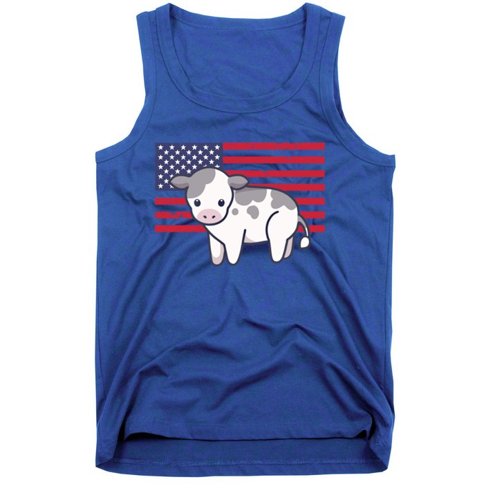 Cow 4th Of July Patriotic Usa American Flag Kawaii Lover Gift Tank Top