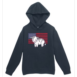 Cow 4th Of July Patriotic Usa American Flag Kawaii Lover Gift Urban Pullover Hoodie