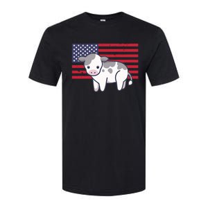 Cow 4th Of July Patriotic Usa American Flag Kawaii Lover Gift Softstyle CVC T-Shirt