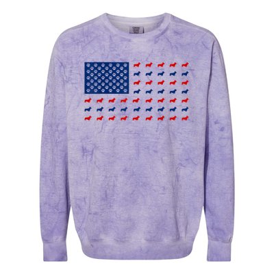 Corgi 4th Of July USA American Flag Dog Owner Men Women Colorblast Crewneck Sweatshirt