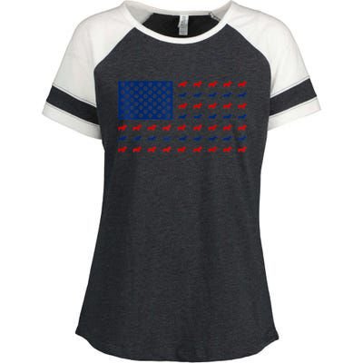 Corgi 4th Of July USA American Flag Dog Owner Men Women Enza Ladies Jersey Colorblock Tee