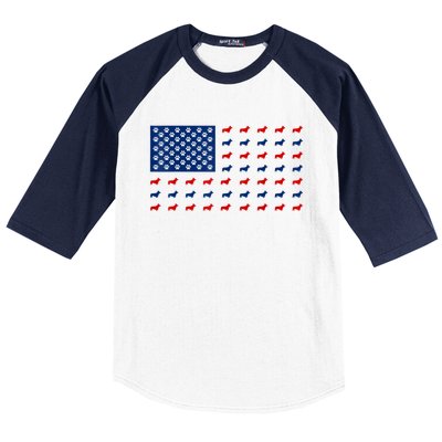 Corgi 4th Of July USA American Flag Dog Owner Men Women Baseball Sleeve Shirt