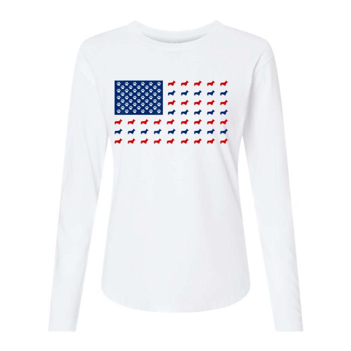 Corgi 4th Of July USA American Flag Dog Owner Men Women Womens Cotton Relaxed Long Sleeve T-Shirt