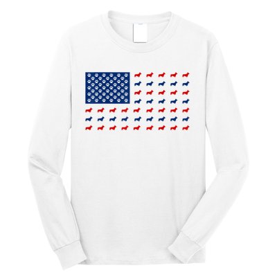 Corgi 4th Of July USA American Flag Dog Owner Men Women Long Sleeve Shirt