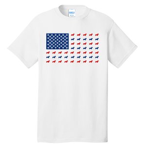 Corgi 4th Of July USA American Flag Dog Owner Men Women Tall T-Shirt