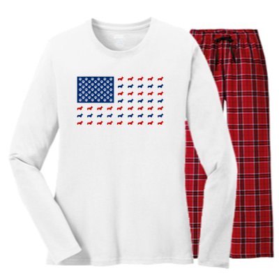 Corgi 4th Of July USA American Flag Dog Owner Men Women Women's Long Sleeve Flannel Pajama Set 