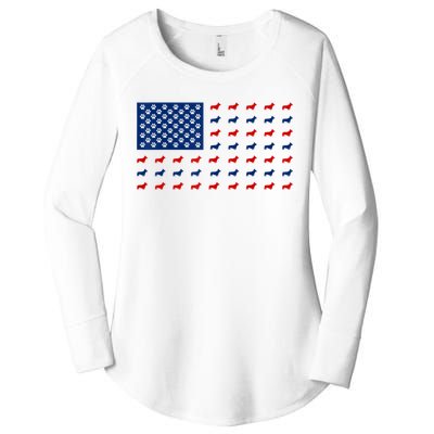 Corgi 4th Of July USA American Flag Dog Owner Men Women Women's Perfect Tri Tunic Long Sleeve Shirt