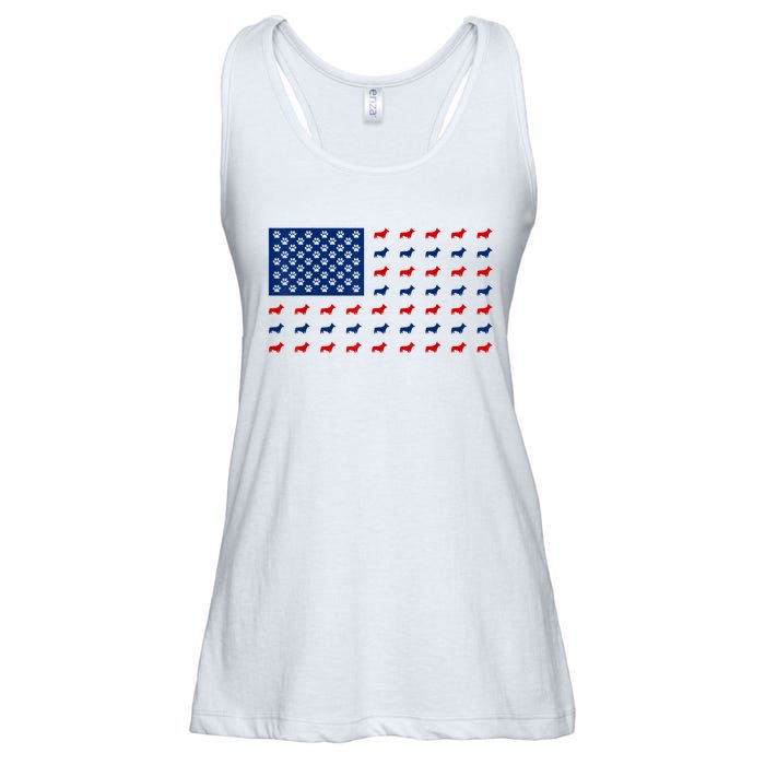 Corgi 4th Of July USA American Flag Dog Owner Men Women Ladies Essential Flowy Tank