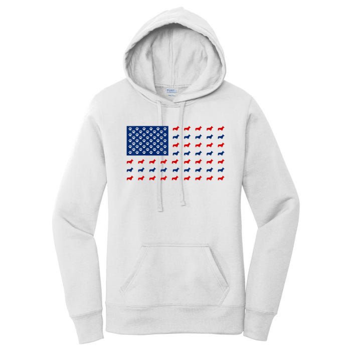 Corgi 4th Of July USA American Flag Dog Owner Men Women Women's Pullover Hoodie