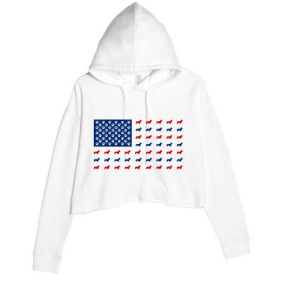 Corgi 4th Of July USA American Flag Dog Owner Men Women Crop Fleece Hoodie