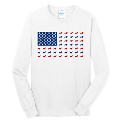 Corgi 4th Of July USA American Flag Dog Owner Men Women Tall Long Sleeve T-Shirt