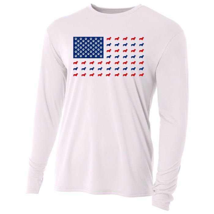 Corgi 4th Of July USA American Flag Dog Owner Men Women Cooling Performance Long Sleeve Crew