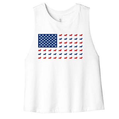 Corgi 4th Of July USA American Flag Dog Owner Men Women Women's Racerback Cropped Tank