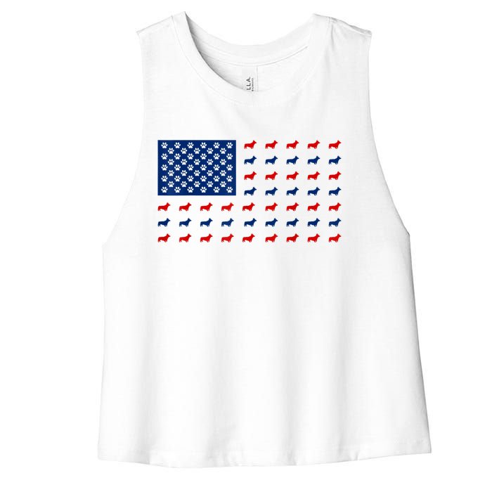 Corgi 4th Of July USA American Flag Dog Owner Men Women Women's Racerback Cropped Tank