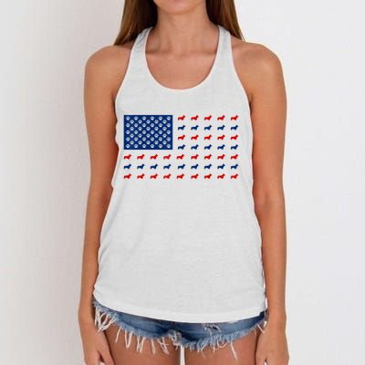 Corgi 4th Of July USA American Flag Dog Owner Men Women Women's Knotted Racerback Tank