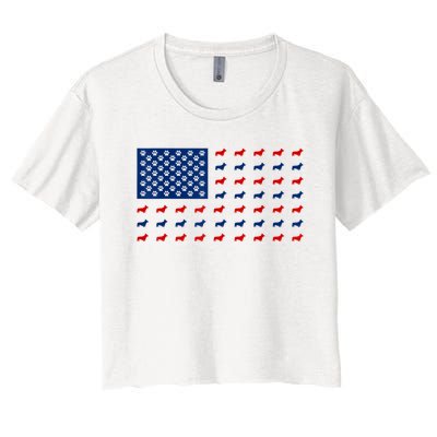 Corgi 4th Of July USA American Flag Dog Owner Men Women Women's Crop Top Tee