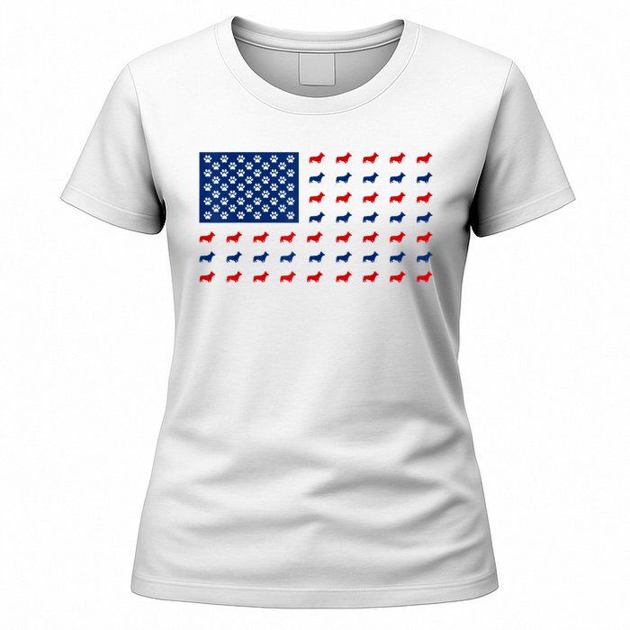 Corgi 4th Of July USA American Flag Dog Owner Men Women Women's T-Shirt