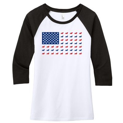 Corgi 4th Of July USA American Flag Dog Owner Men Women Women's Tri-Blend 3/4-Sleeve Raglan Shirt