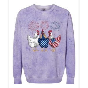 Chicken 4th Of July Patriotic Chicken Lover Usa Flag Colorblast Crewneck Sweatshirt