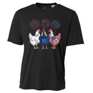 Chicken 4th Of July Patriotic Chicken Lover Usa Flag Cooling Performance Crew T-Shirt