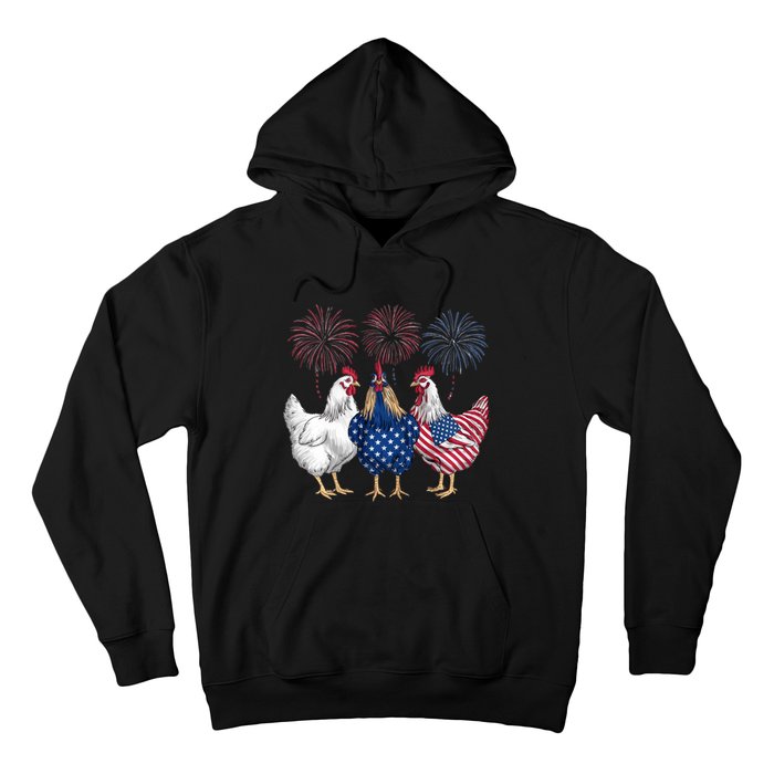 Chicken 4th Of July Patriotic Chicken Lover Usa Flag Hoodie