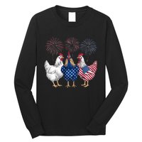 Chicken 4th Of July Patriotic Chicken Lover Usa Flag Long Sleeve Shirt