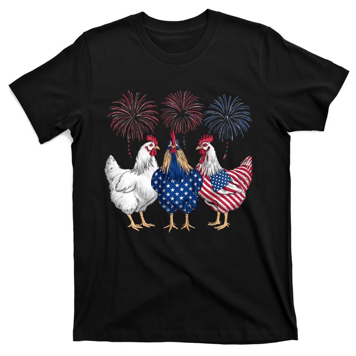 Chicken 4th Of July Patriotic Chicken Lover Usa Flag T-Shirt