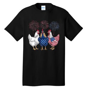 Chicken 4th Of July Patriotic Chicken Lover Usa Flag Tall T-Shirt