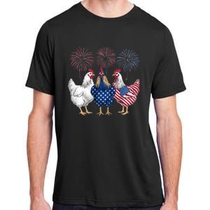 Chicken 4th Of July Patriotic Chicken Lover Usa Flag Adult ChromaSoft Performance T-Shirt