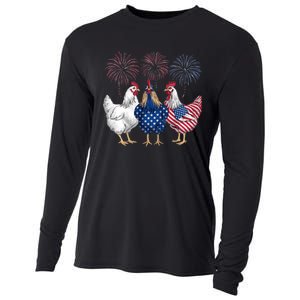 Chicken 4th Of July Patriotic Chicken Lover Usa Flag Cooling Performance Long Sleeve Crew