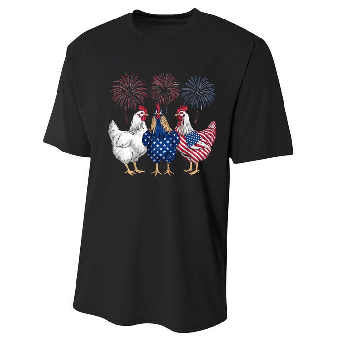 Chicken 4th Of July Patriotic Chicken Lover Usa Flag Performance Sprint T-Shirt