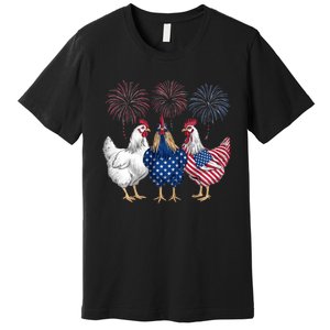 Chicken 4th Of July Patriotic Chicken Lover Usa Flag Premium T-Shirt