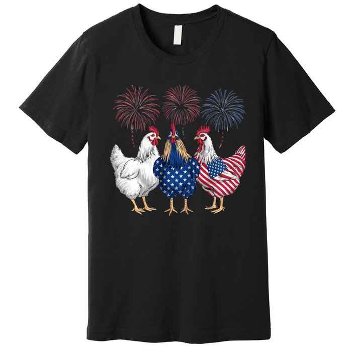 Chicken 4th Of July Patriotic Chicken Lover Usa Flag Premium T-Shirt