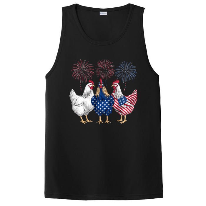 Chicken 4th Of July Patriotic Chicken Lover Usa Flag PosiCharge Competitor Tank