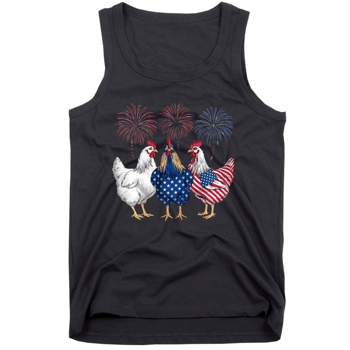 Chicken 4th Of July Patriotic Chicken Lover Usa Flag Tank Top