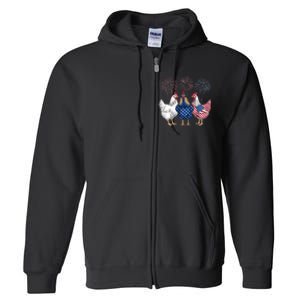 Chicken 4th Of July Patriotic Chicken Lover Usa Flag Full Zip Hoodie