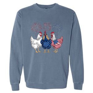 Chicken 4th Of July Patriotic Chicken Lover Usa Flag Garment-Dyed Sweatshirt