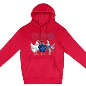 Chicken 4th Of July Patriotic Chicken Lover Usa Flag Premium Pullover Hoodie