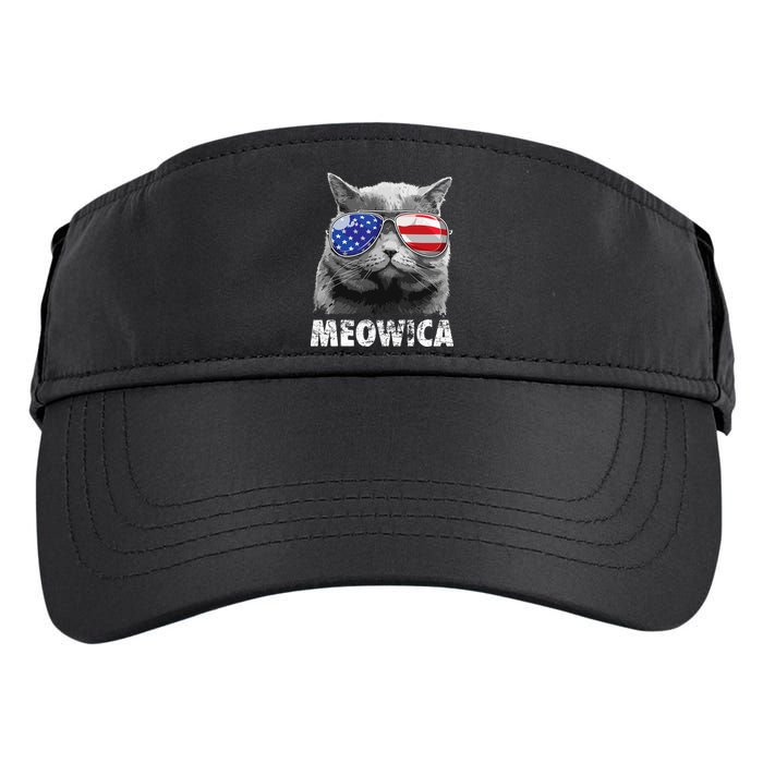 Cat 4th Of July Meowica Merica USA American Flag Adult Drive Performance Visor