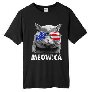 Cat 4th Of July Meowica Merica USA American Flag Tall Fusion ChromaSoft Performance T-Shirt