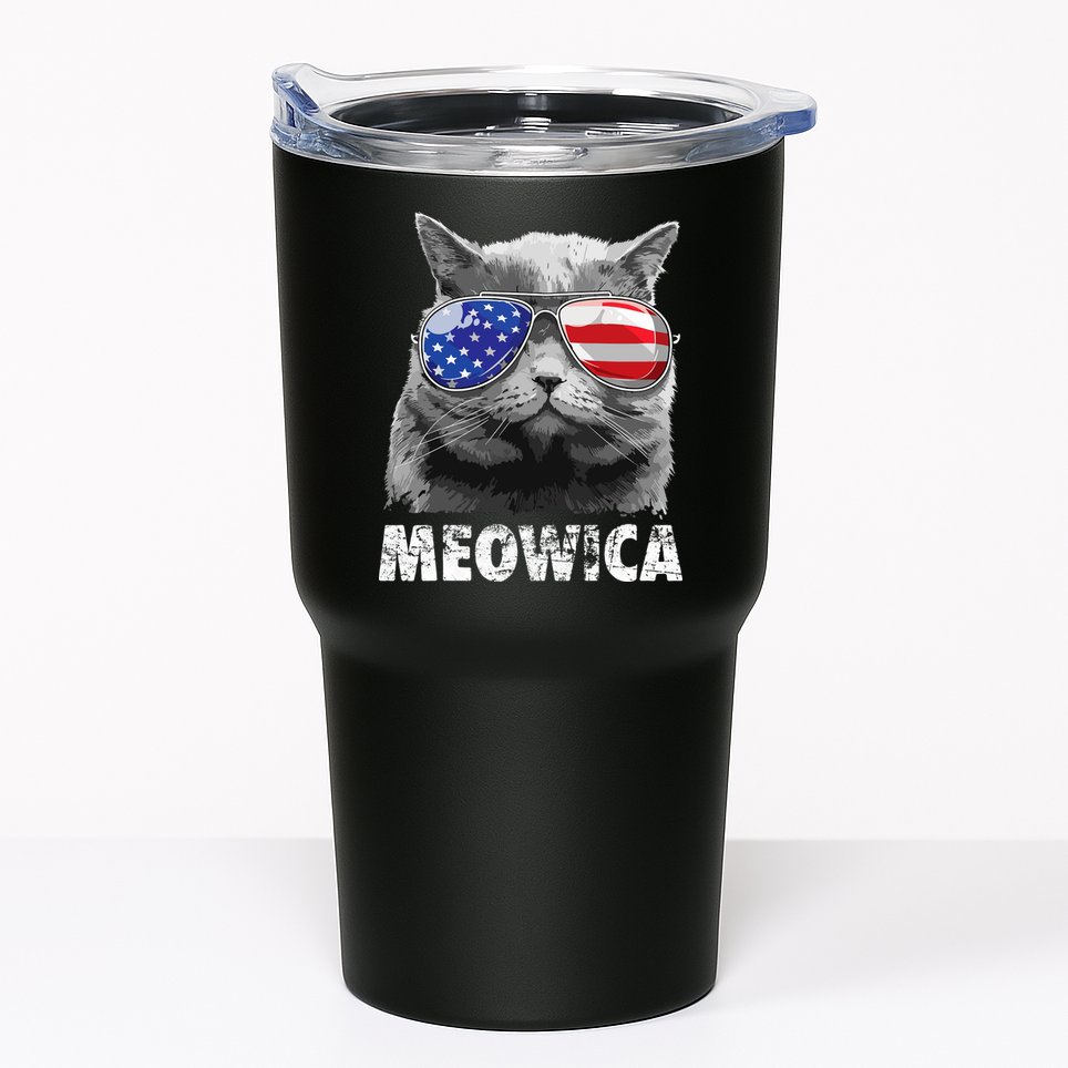 Cat 4th Of July Meowica Merica USA American Flag Tumbler